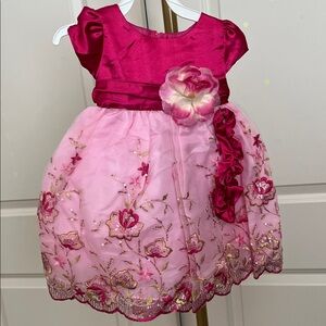 Elegant Pink Floral Kids Formal Dress